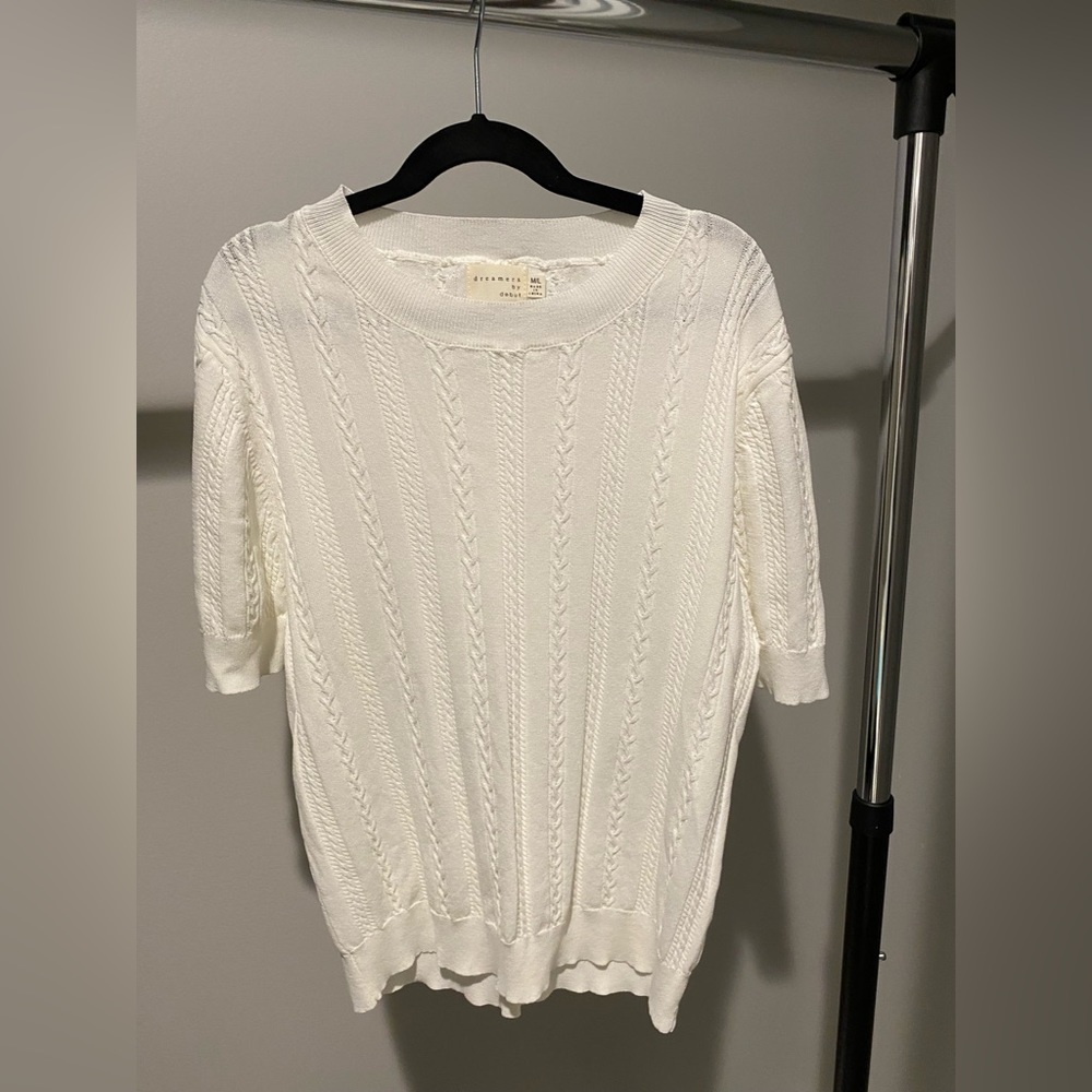 Dreamers by Debut white cable knit crew neck sweater M/L